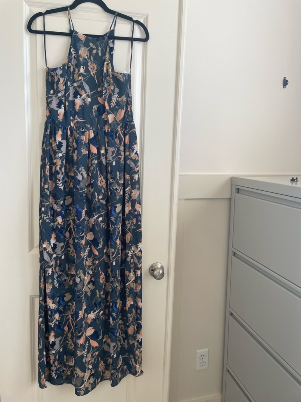 Chelsea 28 Blue, Pink, Gray, and Green Floral Maxi Dress